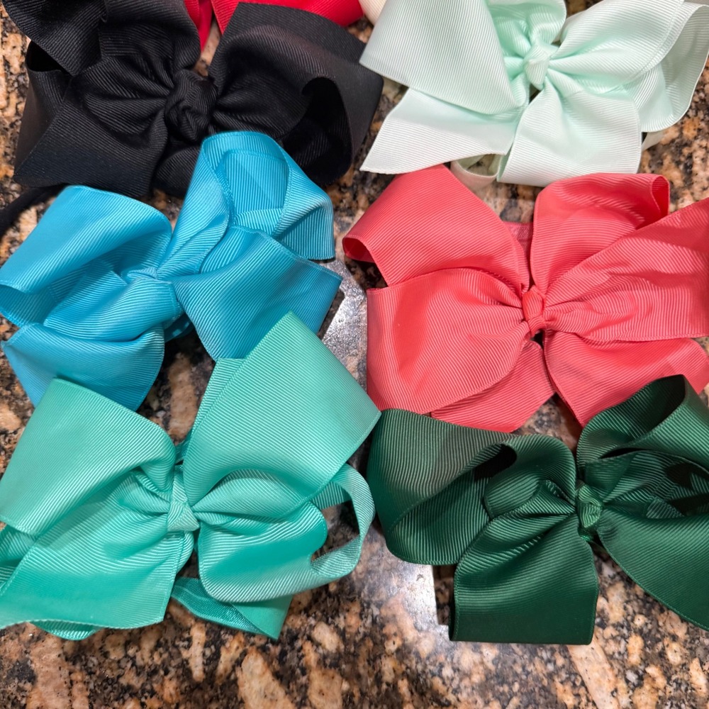 Kids 6" Hair Bows Set Multi Color Grosgrain Ribbon Bands for Girls Toddlers - Picture 4 of 5